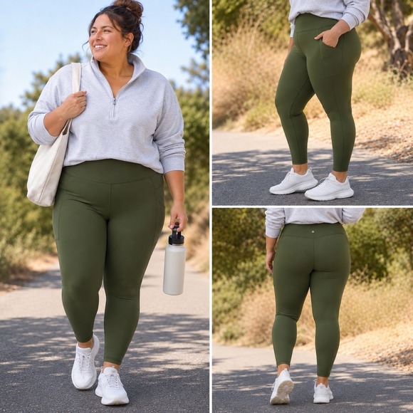 Athleta Pants - NWT Athleta Salutation Stash 7/8 Tight 2X 20W 22W Aspen Olive Pockets Breathable